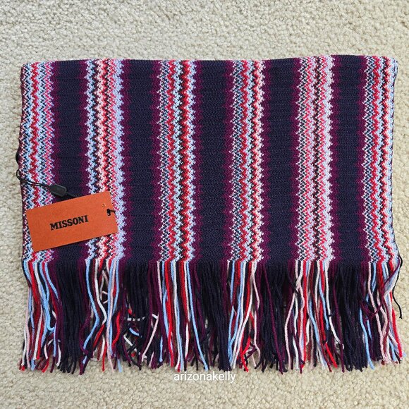 Missoni Accessories - NWT Missoni Zig Zag Scarf Purple Red Blue